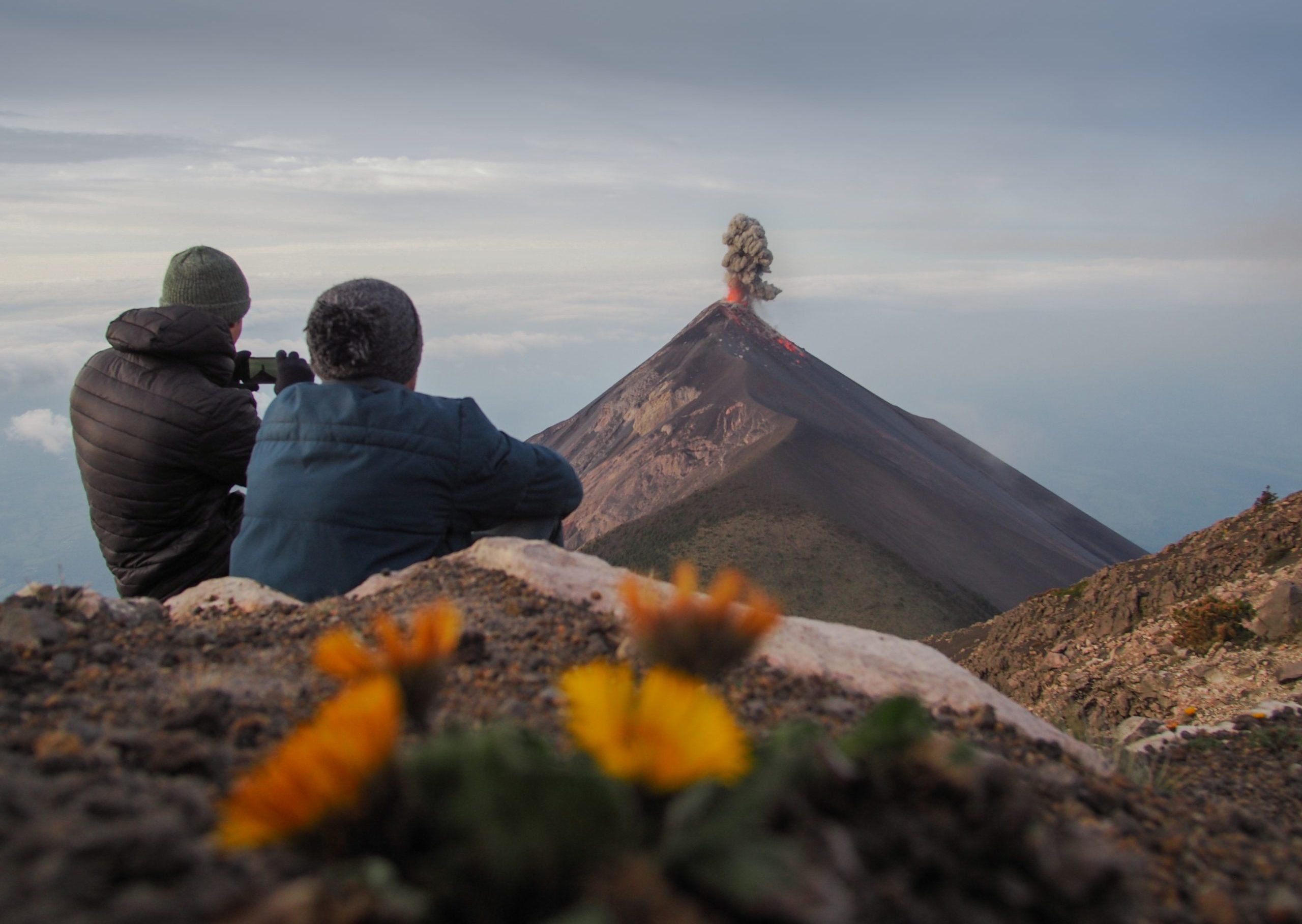 Watching the eruption of Volcan de Fuego, Guatemala